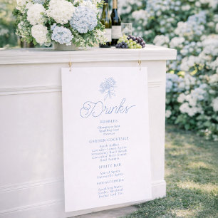 Französisches Blau Hydrangea Getränkekarte Schild