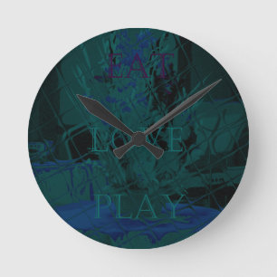 Französisches Blau-Liebe essen Spiel-Blumenfarben Runde Wanduhr