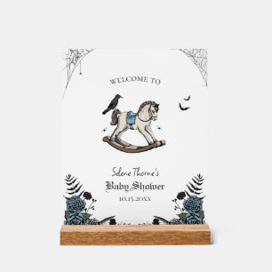 Französisches Blau Schaukelpferd Baby Shower Willk Acrylschild