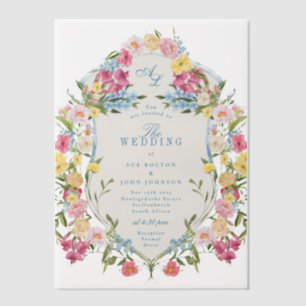 Französisches Blaues Blumenmonogramm Vintage-Wappe