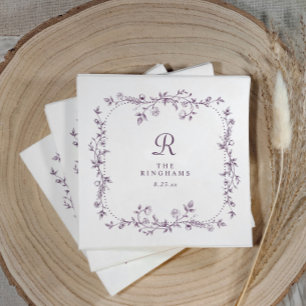 Französisches Blumeneierschwarzwurzel-Lila-Monogra Serviette