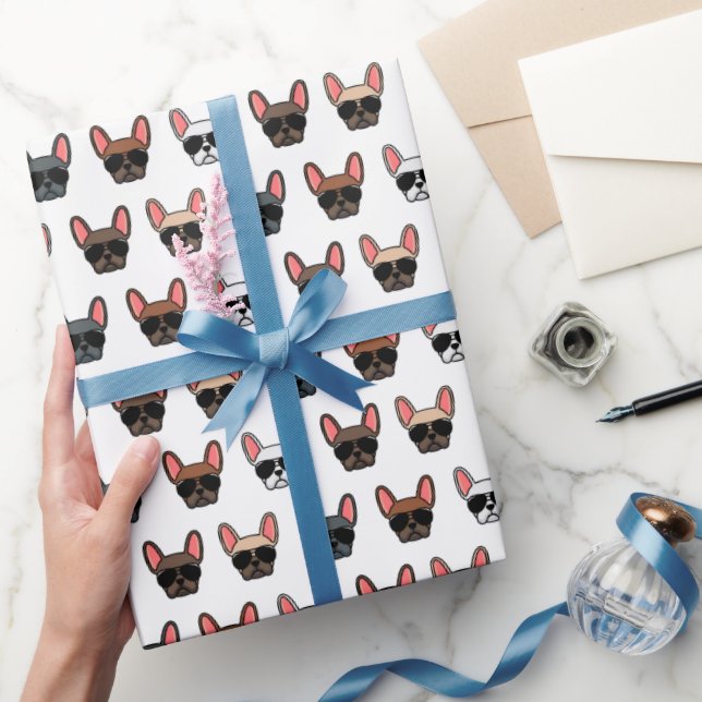 Französisches Bulldog-Faces-Musterpapier Geschenkpapier (Schenken)