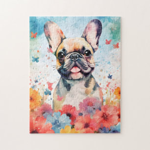 Französisches Bulldog farbiges Aquarellwerk Puzzle