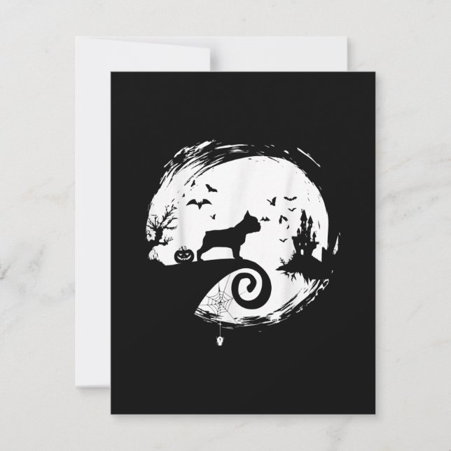 Französisches Bulldog Halloween-Kostüm Moon-Gesche Dankeskarte (Vorderseite)