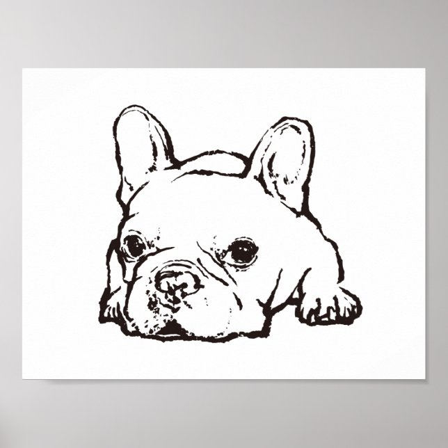 Französisches Bulldog-handgeschriebenes Illustrati Poster (Vorne)