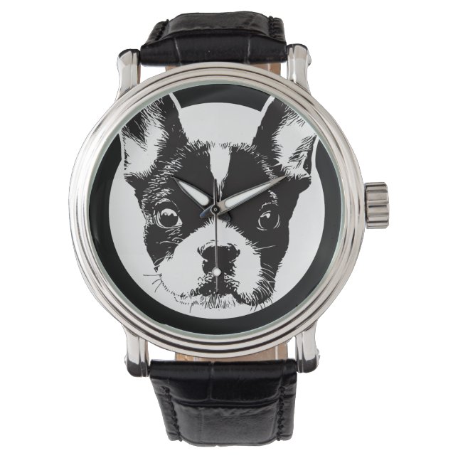 Französisches Bulldog-Hundegefecht Armbanduhr (Vorderseite)