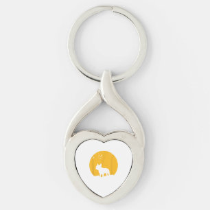 Französisches Bulldog-MondHalloween-Geschenk für H Schlüsselanhänger