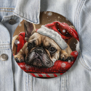 Französisches Bulldog-Weihnachtsfest Button