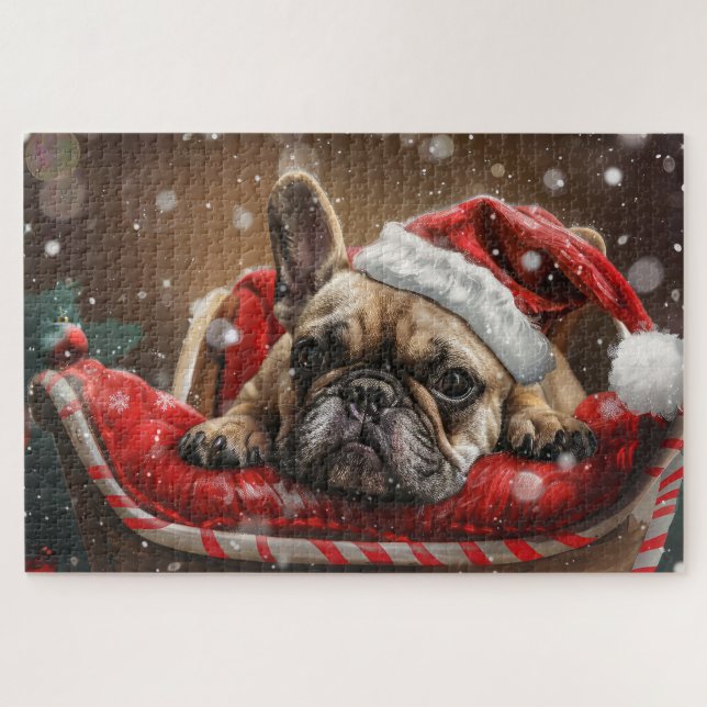 Französisches Bulldog-Weihnachtsfest Puzzle (Horizontal)