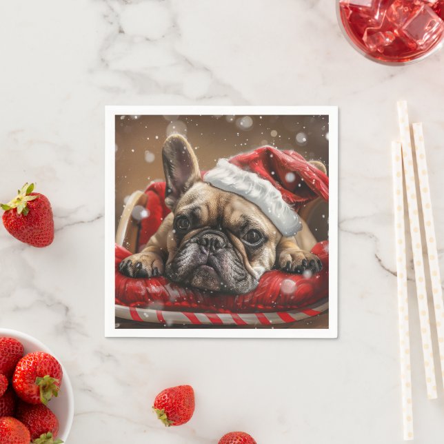 Französisches Bulldog-Weihnachtsfest Serviette (Beispiel)