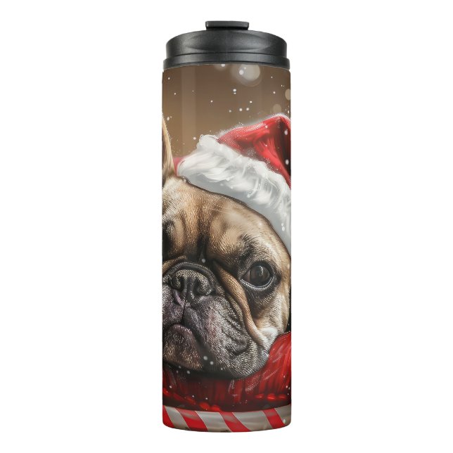 Französisches Bulldog-Weihnachtsfest Thermosbecher (Vorderseite)