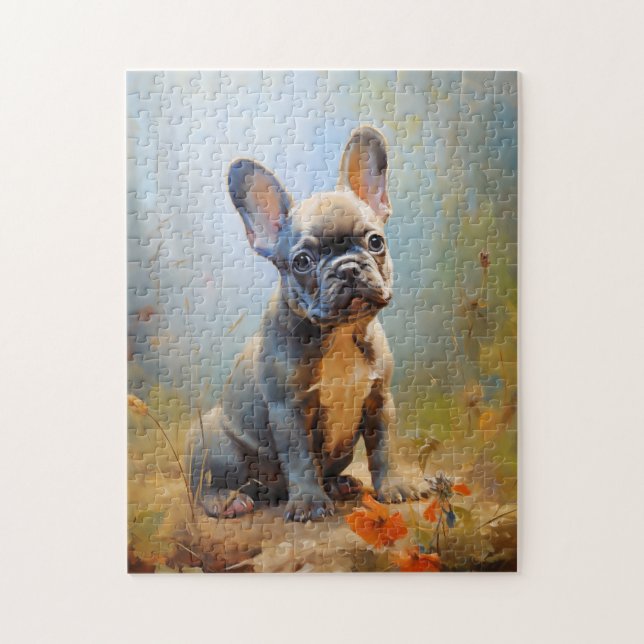 Französisches Bulldog-Welpenportrait Puzzle (Vertikal)