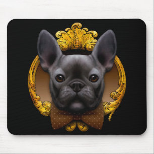 Französisches Bulldogge-Bild, blau Mousepad