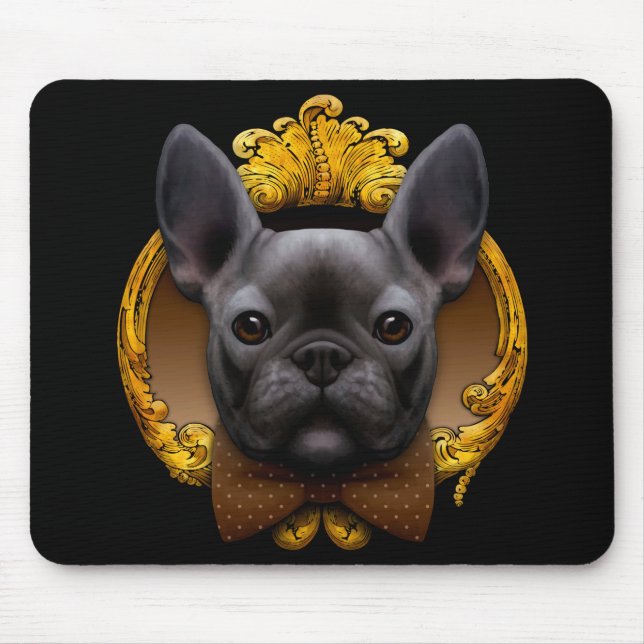 Französisches Bulldogge-Bild, blau Mousepad (Vorne)