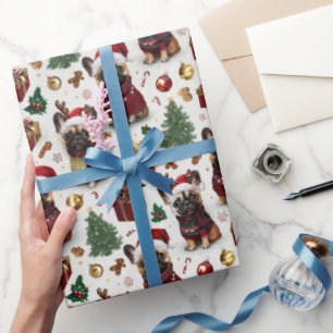 Französisches Bulldogge-Weihnachtsmuster Geschenkpapier