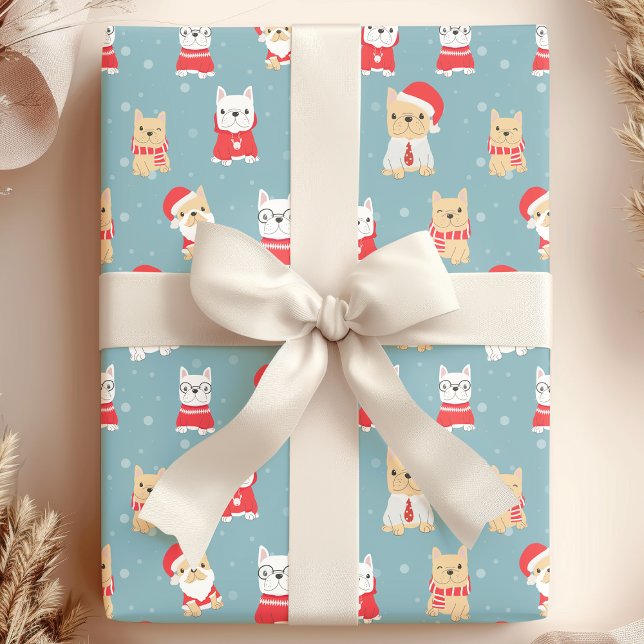 Französisches Bulldogge Weihnachtsmuster Geschenkpapier (Von Creator hochgeladen)
