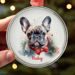 Französisches Bulldogge-Weihnachtsornament Ornament Aus Metall