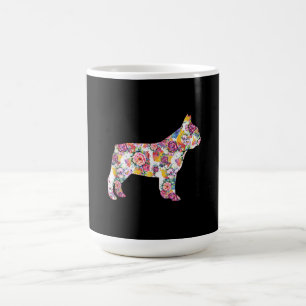Französisches Bulldoggen-Blume-Muster farbiges Hu Kaffeetasse