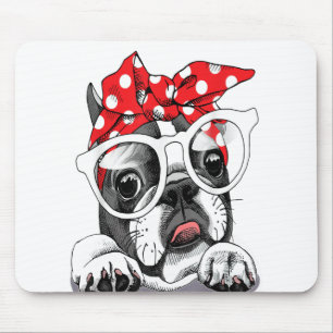 Französisches Bulldogportrait in einem Headband Mousepad