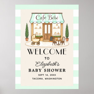 Französisches Café Bébé Baby Shower Willkommenssch Poster