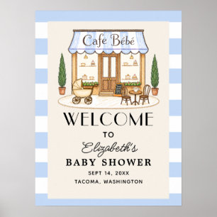 Französisches Café Bébé Boy Baby Shower Willkommen Poster
