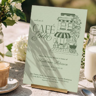 Französisches Café Bébé vintage Baby Shower Einladung