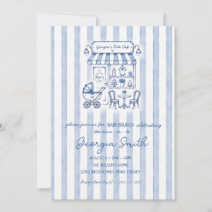 Französisches Café Blau Paris Bistro Junge Baby Sh Einladung