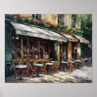 Französisches Café Malerei Landschaft Kunst, Dicht