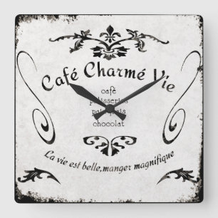 Französisches Café-Schild Uhr