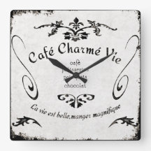 Französisches Café-Schild Uhr