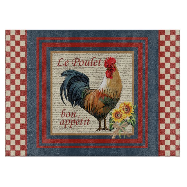 Französisches Country-Rooster-Le Poulet Schneidebrett (Vorderseite)