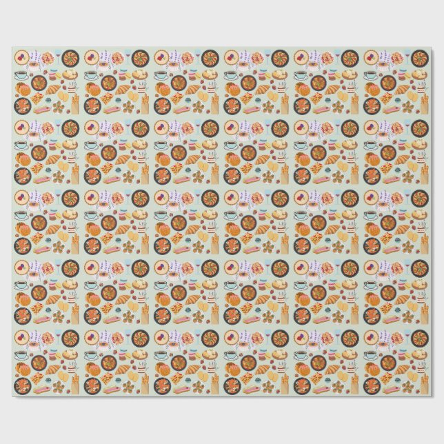 Französisches Essen Geschenkpapier (Flach)