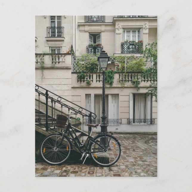 Französisches Fahrrad und Stadt Postkarte (Vorderseite)