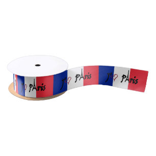französisches Flaggenband j'aime Paris Satinband