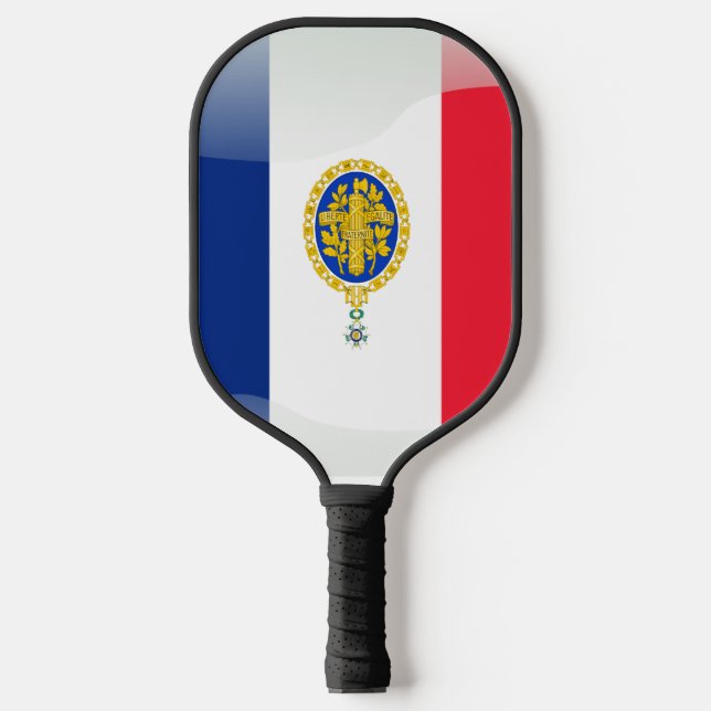 Französisches Flaggenemblem Pickleball Schläger (Vorderseite)