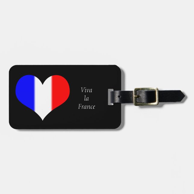 Französisches Flaggenherz Gepäckanhänger (Vorderseite horizontal)