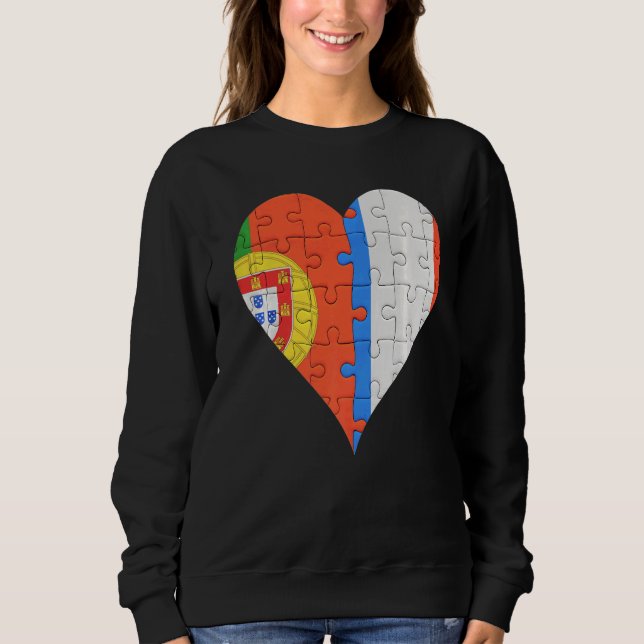 Französisches Flaggenherz Portugals Sweatshirt (Vorderseite)