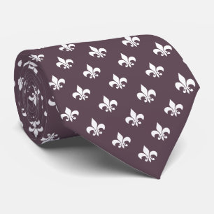 Französisches Fleur de Lis Muster dunkles Mauve Li Krawatte