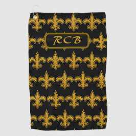 Französisches Fleur De Lis Muster Initialen Gold-N Golfhandtuch