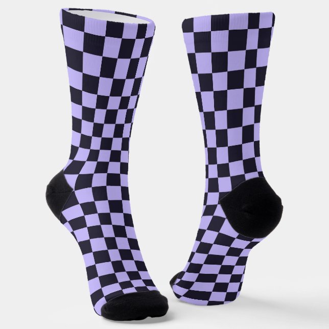 Französisches Flieder-Karo-Muster Socken (Gewinkelt)