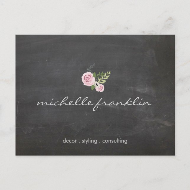 FRANZÖSISCHES FLORALBOUQUET AUF CHALKBOARD Postkar Postkarte (Vorderseite)