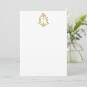 Französisches florales Monogramm personalisiertes Dankeskarte