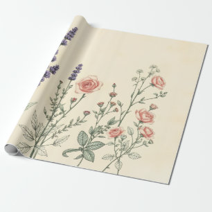 Französisches Gartenskizzen-Geschenk im Vintage-St Geschenkpapier