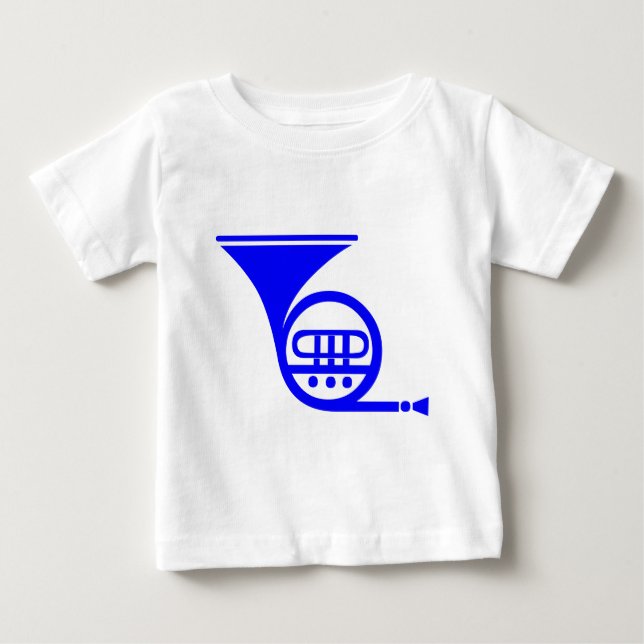 Französisches Horn - Blau Baby T-shirt (Vorderseite)