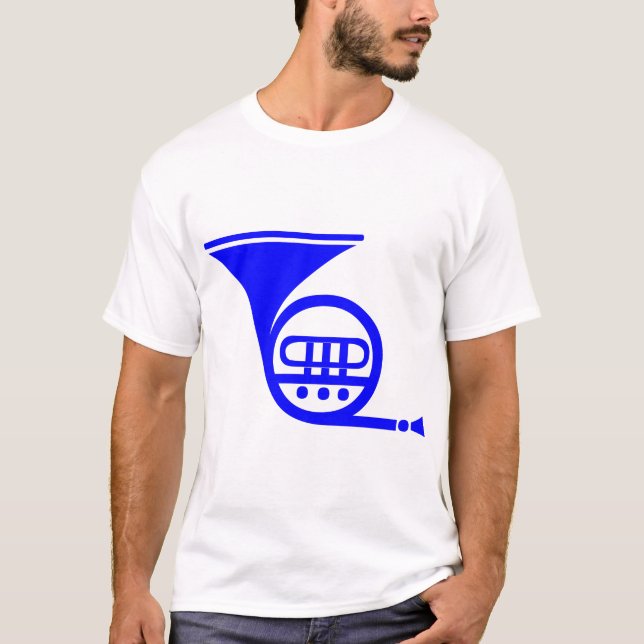 Französisches Horn - Blau T-Shirt (Vorderseite)
