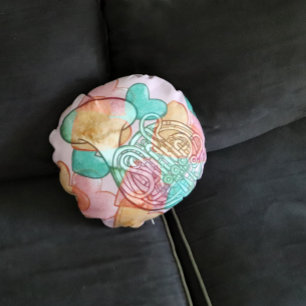 Französisches Horn Liebe Band Art Heart Rundes Kissen