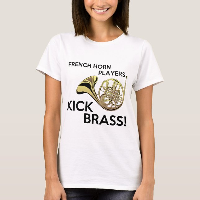 Französisches Horn-Spieler-Tritt-Messing T-Shirt (Vorderseite)