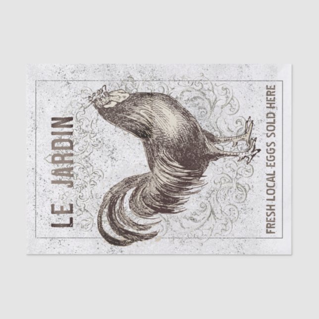 Französisches Hühnerrooster Grunge Vintage Enttäus Seidenpapier (Vorderseite)