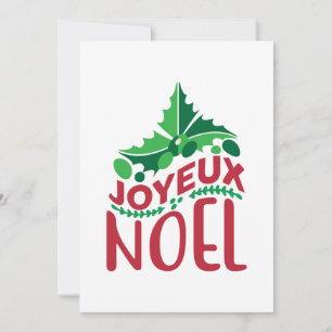 Französisches Joyeux Noel Rot Grün Personalisiert Feiertagskarte
