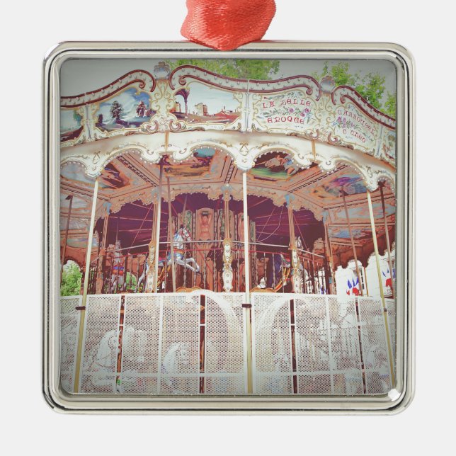 französisches Karussell Silbernes Ornament (Vorne)
